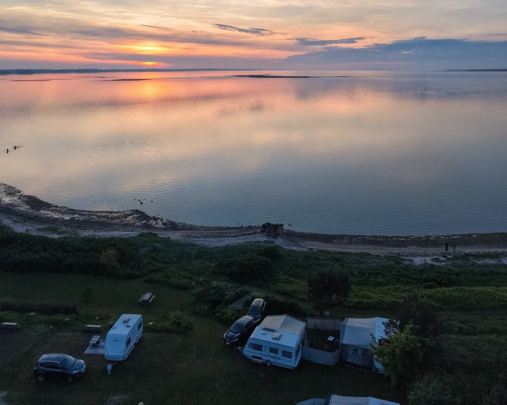 Zonsondergang boven de Limfjord gezien vanaf boven de panoramaplaatsen